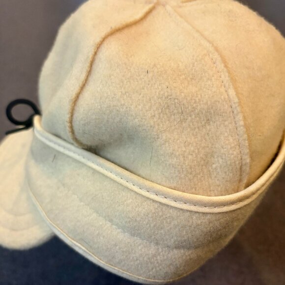 ~~Stormy Kromer Hat Cap Size 7 1/ 8 Off White Kromer Winter Made in USA - Picture 3 of 7